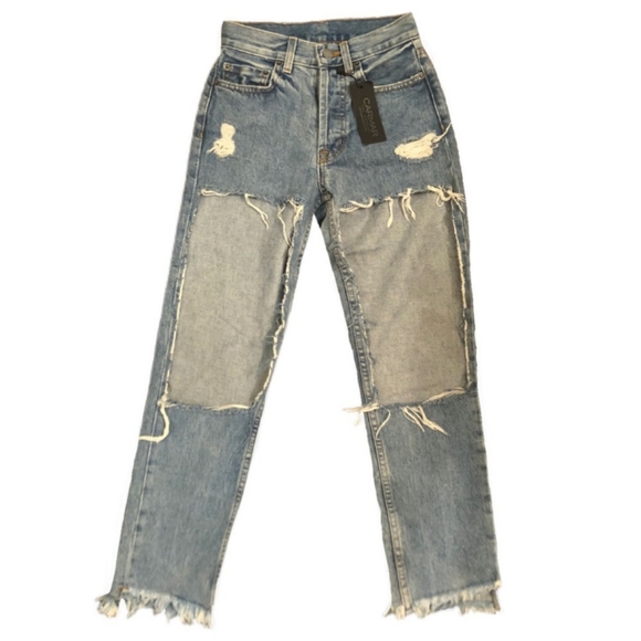 🆕 Carmar | Emelia Non-Stretch Button Fly Distressed Destroyed Jeans Size 23 - Picture 2 of 9